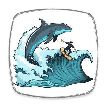 Surfing with a Friend - Square fridge magnet - white - Front