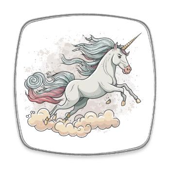 La Licorne volante - Magnet carré - blanc - Devant