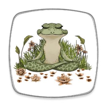 Cottagecore Grenouille méditative, T-shirt de yoga Grenouille - Magnet carré - blanc - Devant