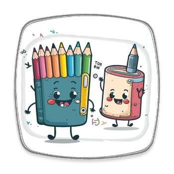Le pousse-crayon - Magnet carré - blanc - Devant