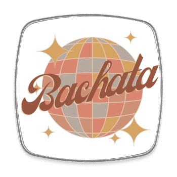 Bachata dance retro vintage design with disco ball - Square fridge magnet - white - Front