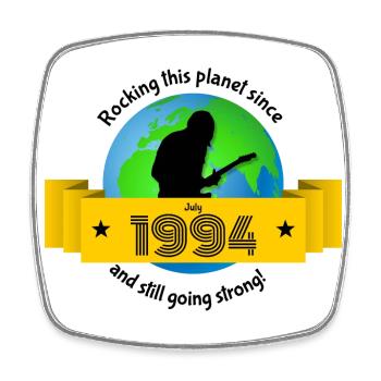 30. Anniversaire Rocking this planet since 07/1994 - Magnet carré - blanc - Devant