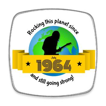 60. Geburtstag Rocking this planet since 07/1964 - Viereckiger Kühlschrankmagnet - Weiß - Vorne