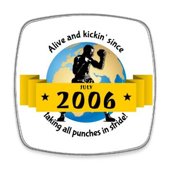 18. Anniversaire Vivant et kickin depuis 07/2006 - Magnet carré - blanc - Devant