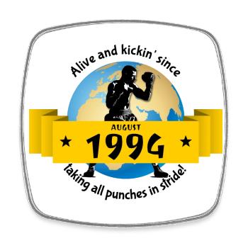 30. Geburtstag Alive and kickin since 08/1994 - Square fridge magnet - white - Front