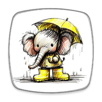 Elephant in the rain - Square fridge magnet - white - Front