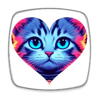 Kitten in the heart 💞 - Square fridge magnet - white - Front