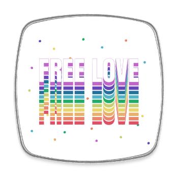 FREE LOVE Rainbow Colors - Viereckiger Kühlschrankmagnet - Weiß - Vorne