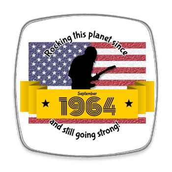 60. Geburtstag Rocking this planet since 09/1964 - Viereckiger Kühlschrankmagnet - Weiß - Vorne