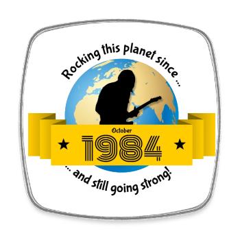40. Geburtstag Rocking this planet since 10/1984 - Viereckiger Kühlschrankmagnet - Weiß - Vorne