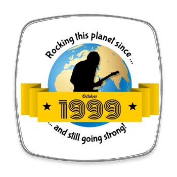 25. Geburtstag Rocking this planet since 10/1999 - Viereckiger Kühlschrankmagnet - Weiß - Vorne