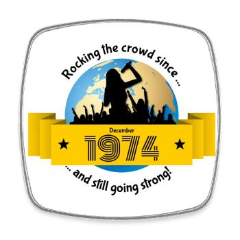 50. Geburtstag Rocking the crowd since 12/1974 - Square fridge magnet - white - Front