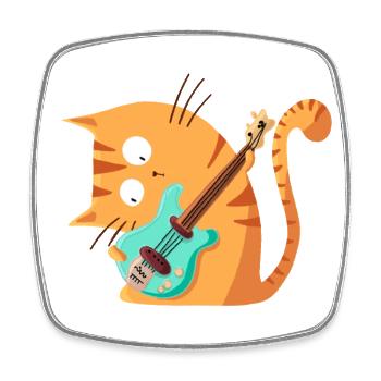CatGuitare - Magnet carré - blanc - Devant