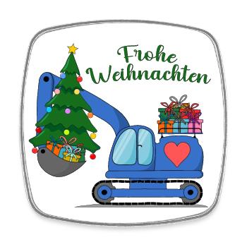 Bagger frohe Weihnachten Blau - Viereckiger Kühlschrankmagnet - Weiß - Vorne