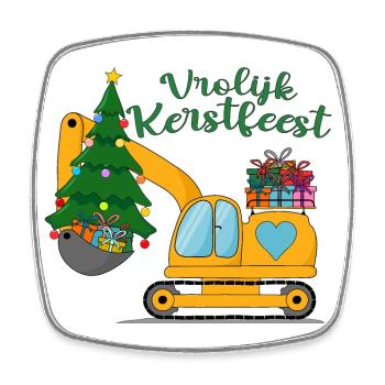 Graafmachine Vrolijk Kerstfeest in het geel - Viereckiger Kühlschrankmagnet - Weiß - Vorne