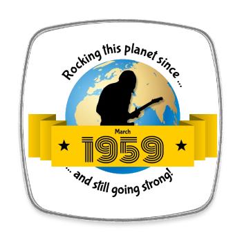 66. Geburtstag Rocking this planet since 03/1959 - Viereckiger Kühlschrankmagnet - Weiß - Vorne