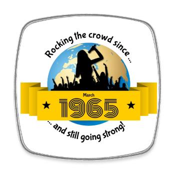 60. Geburtstag Rocking the crowd since 03/1965 - Viereckiger Kühlschrankmagnet - Weiß - Vorne
