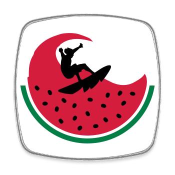 Surfeur de pastèque - Magnet carré - blanc - Devant