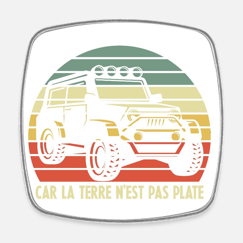 4x4 Rétro Coucher de soleil - Magnet carré - blanc