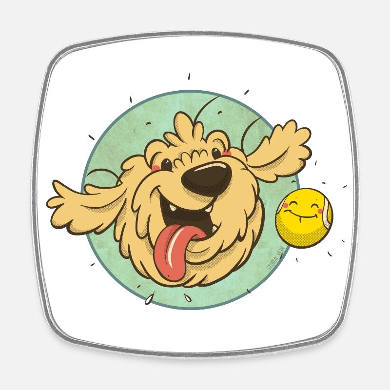 cockapoo Thor avec balle de tennis - Magnet carré - blanc