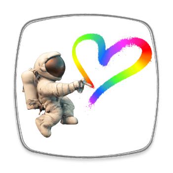 Astronaut sprayt LGBTQ Herz Graffiti - Viereckiger Kühlschrankmagnet - Weiß - Vorne