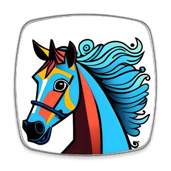 Colorful horse portrait - Square fridge magnet - white - Front