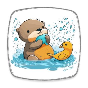Rubber Duck Otter - Square fridge magnet - white - Front