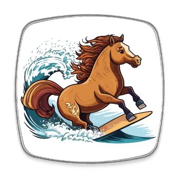 Surfing Horse - Square fridge magnet - white - Front