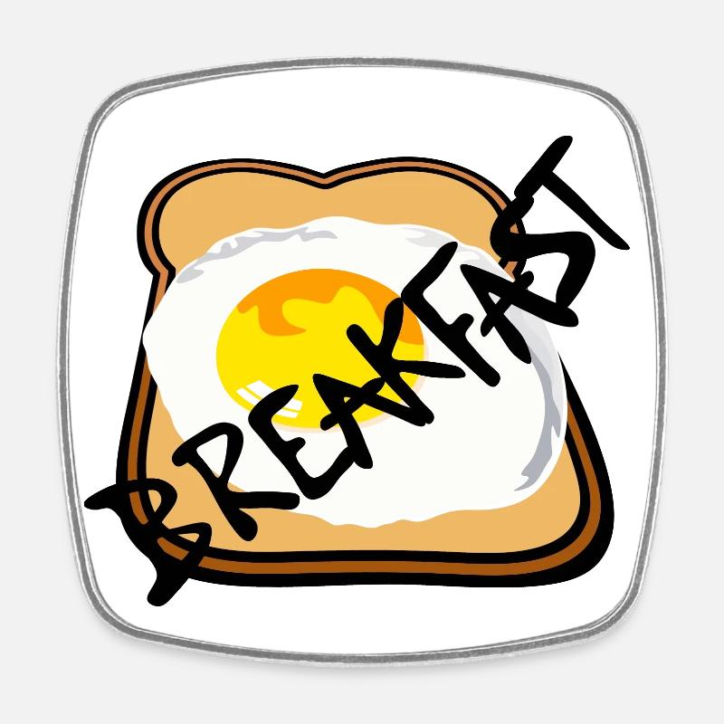 Breakfast Love Toast with Fried Egg - Square fridge magnet - white