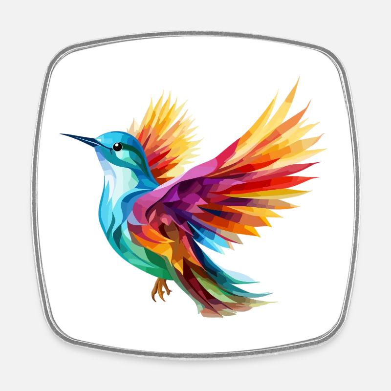 Colorful Bird Design - Square fridge magnet - white