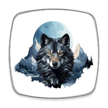 Wolfs Design im Polygon Style - Viereckiger Kühlschrankmagnet - Weiß - Vorne