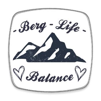 "Mountain Life Balance" - Mountains, Alps, Hiking - Square fridge magnet - white - Front