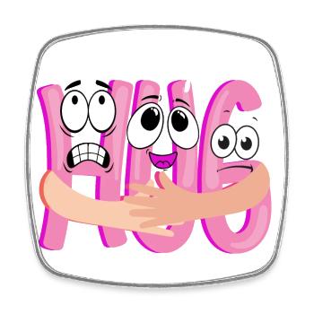 Pink Cartoon Kuscheln - Humorvoll - Viereckiger Kühlschrankmagnet - Weiß - Vorne