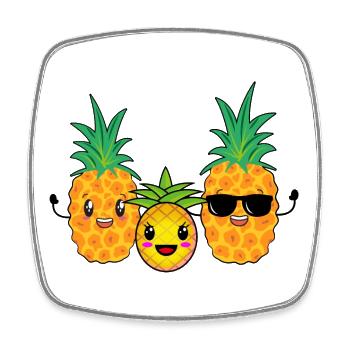 Famille d’ananas en vacances - Magnet carré - blanc - Devant