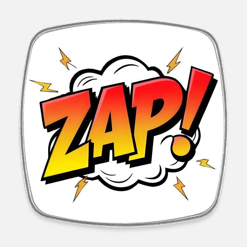 ZAP! - A Dynamic Comic Book Exclamation - Square fridge magnet - white