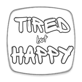 Tired but Happy white - Square fridge magnet - white - Front
