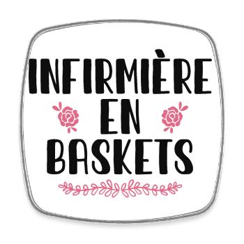 Infirmière En Baskets Humour Hôpital Basket - Magnet carré - blanc - Devant