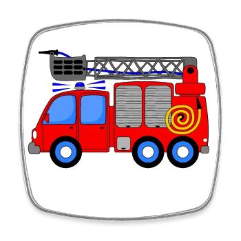 Fire engine children - Square fridge magnet - white - Front
