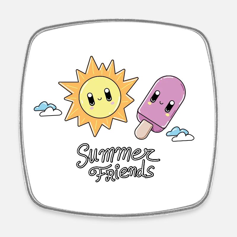 Summer Friends - Square fridge magnet - white