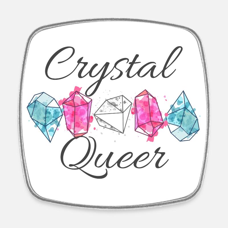 Crystal Queer Trans Pride Rainbow Crystals - Square fridge magnet - white