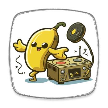 Banana Beats - Magnet carré - blanc - Devant