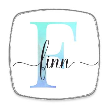 E| Monogramm | Name | Finn | Watercolor - Viereckiger Kühlschrankmagnet - Weiß - Vorne