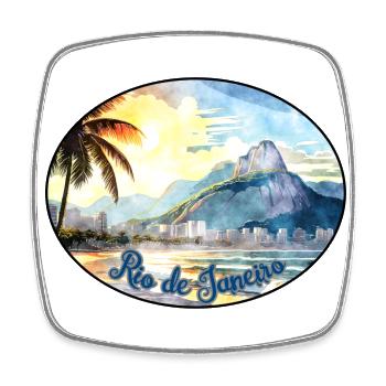 Rio de Janeiro Logo (watercolor) - Square fridge magnet - white - Front