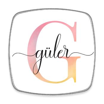 L | Monogramme | Nom | GülerAquarelle - Magnet carré - blanc - Devant