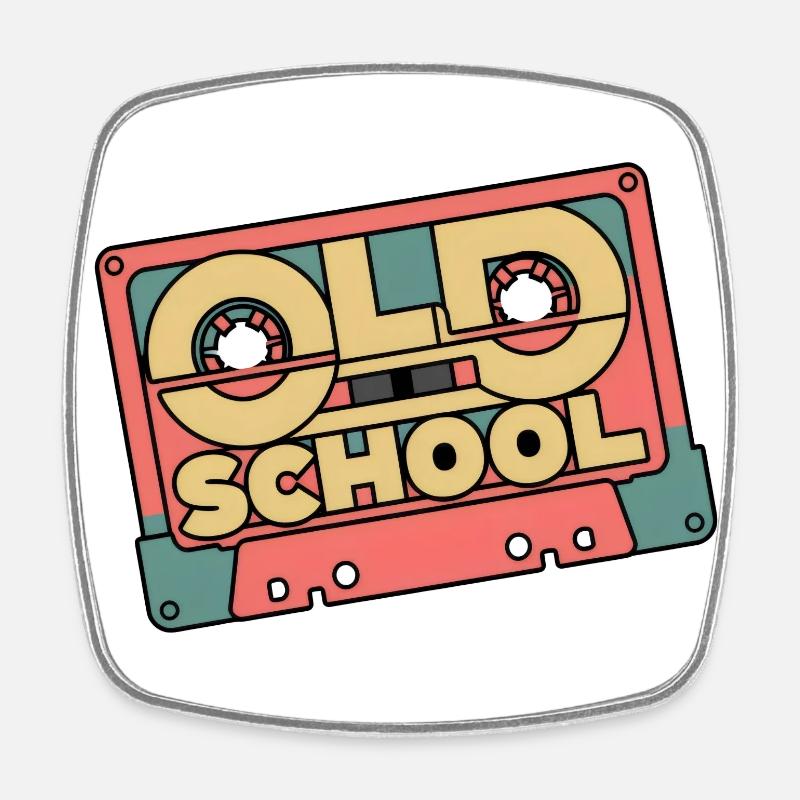 Retro Revival: Old School Cassette Tape - Square fridge magnet - white