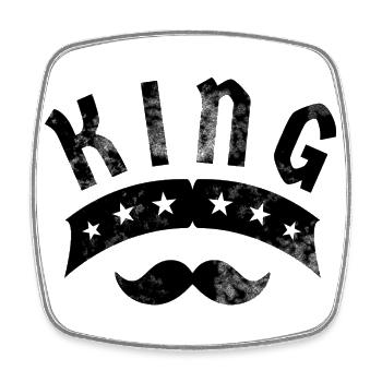 King with a mustache - Square fridge magnet - white - Front