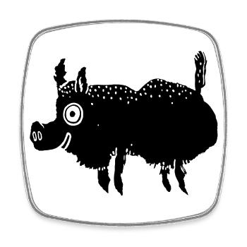 Wild boar - Square fridge magnet - white - Front