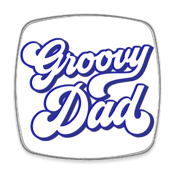 Groovy Dad | Colors can be changed | - Square fridge magnet - white - Front