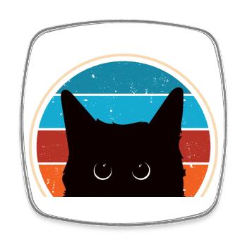 Lustige Katze Blick - Viereckiger Kühlschrankmagnet - Weiß - Vorne