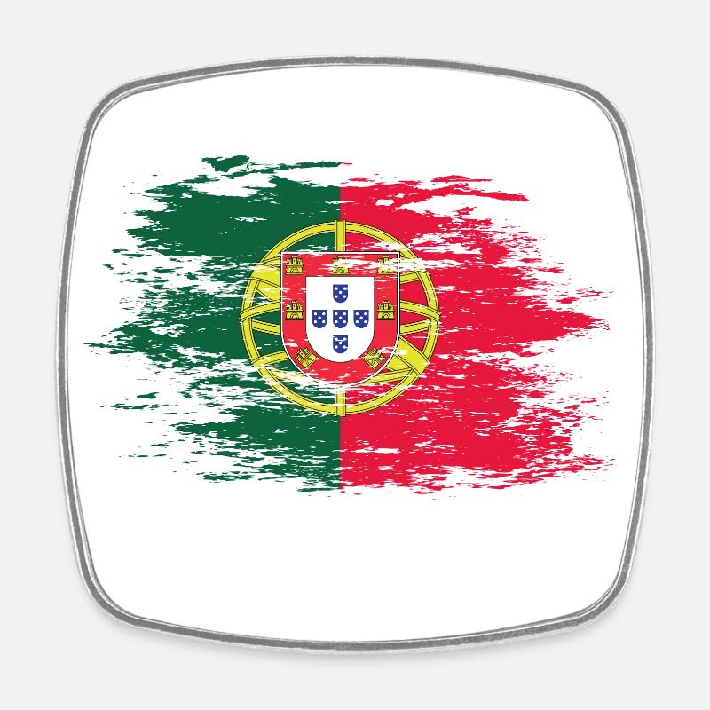 Drapeau portugais utilisé - Magnet carré - blanc